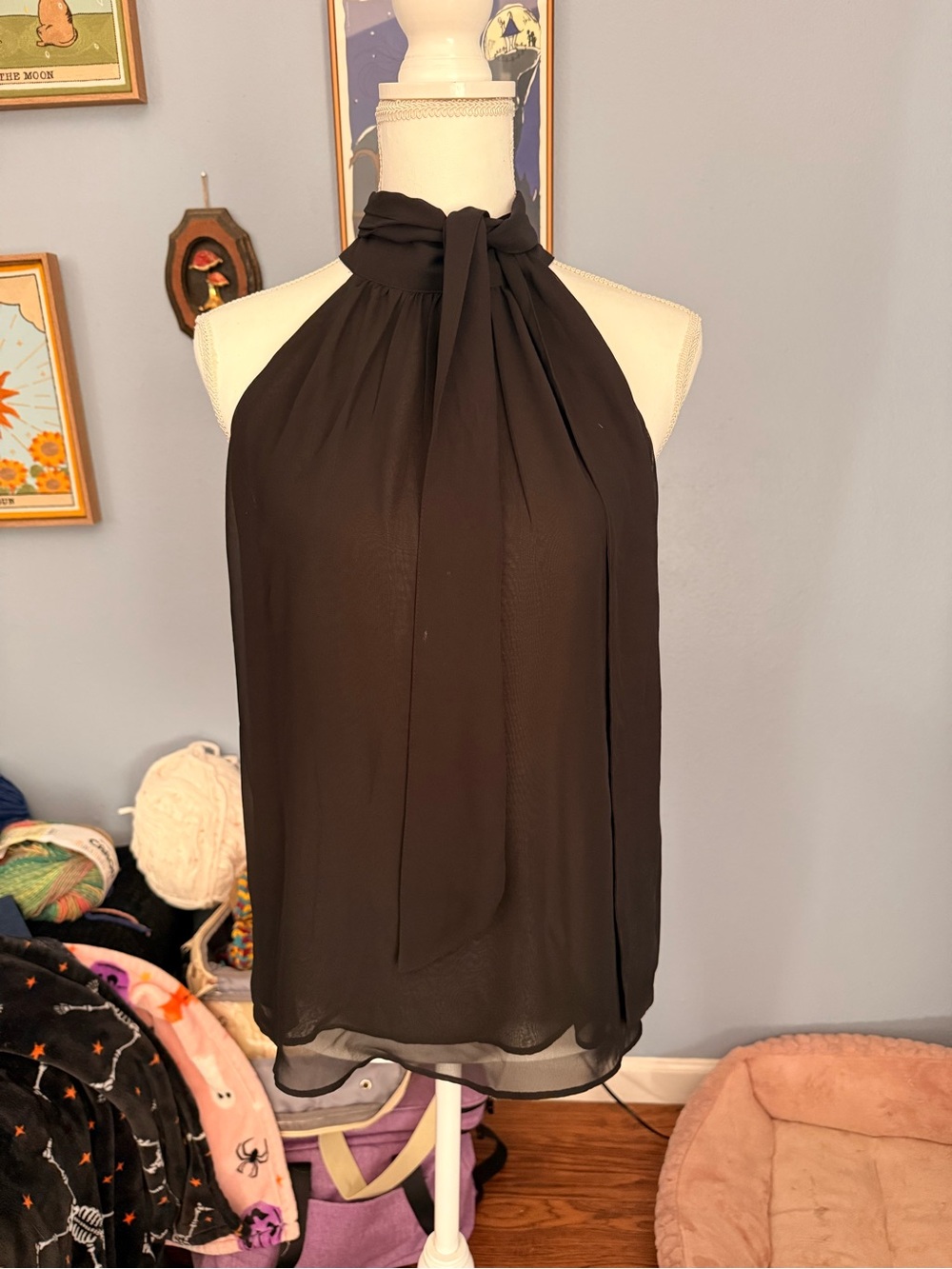 Express Black Halter Tie-Neck Camisole